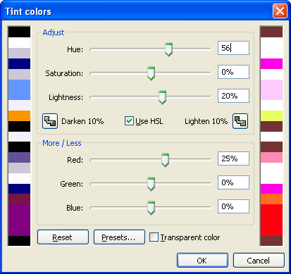 Tint dialog